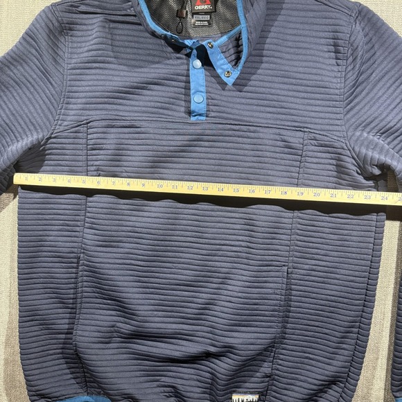 Gerry Sweatshirt Mens 2XL Blue Snap Henley Lined Fleece Pullover Pockets Logo - Picture 7 of 10